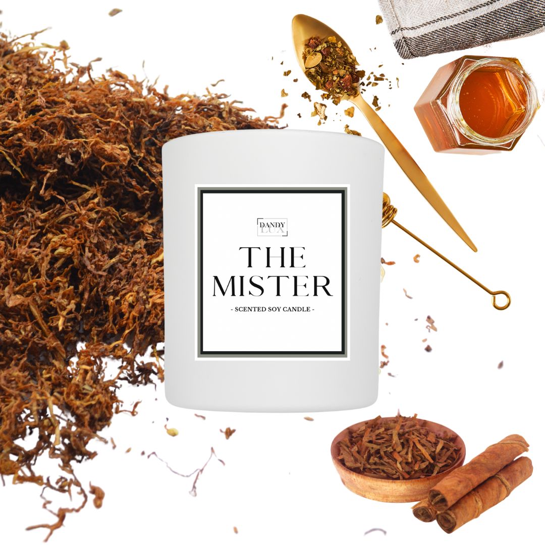 Discover the inviting aroma of The Mister Candle Tobacco and Honey Scented Candle. Immerse your space in warm and rich aromatherapy, blending the essence of tobacco and honey for a cozy ambiance. Enhance your surroundings with this unique scented candle, perfect for moments of relaxation and creating a comforting atmosphere with its distinct and comforting fragrance.